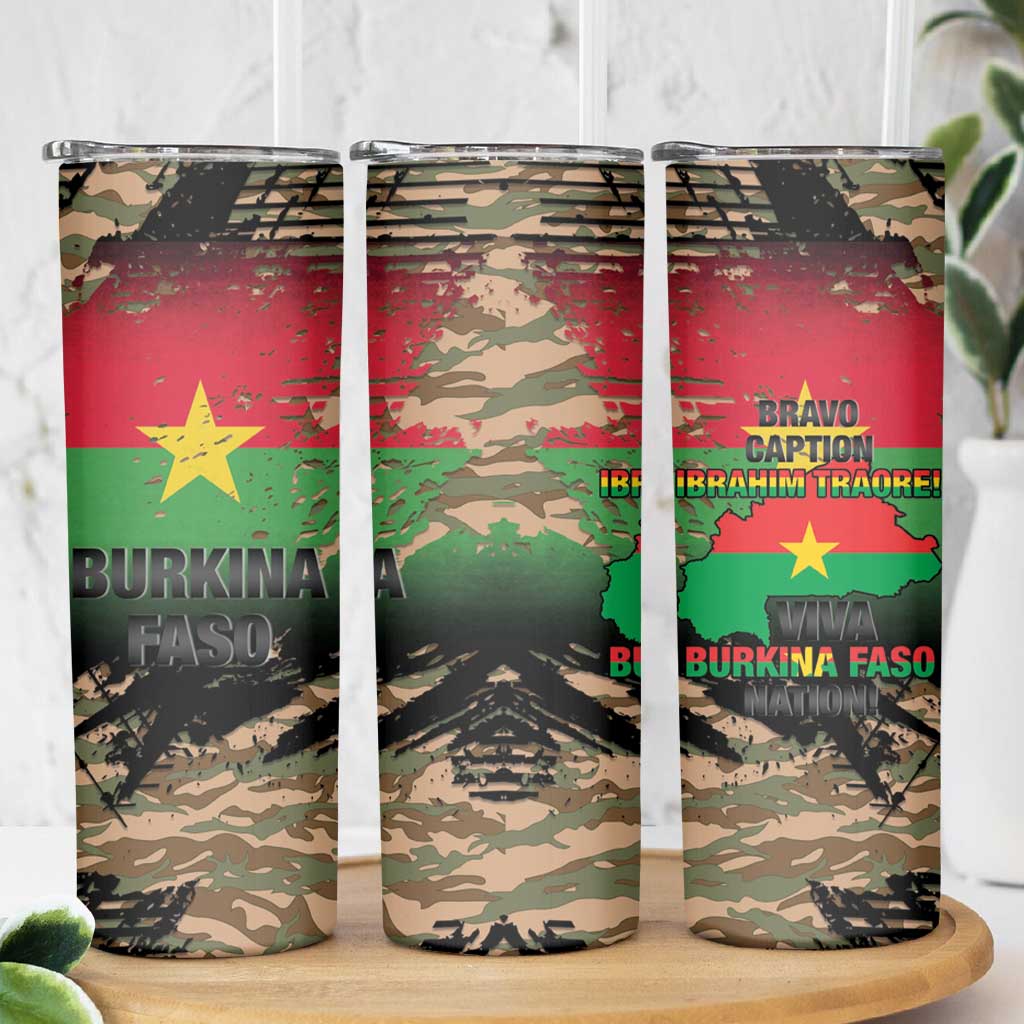 Burkina Faso Military Skinny Tumbler Bravo Caption Traore! Viva Burkina Faso Nation!