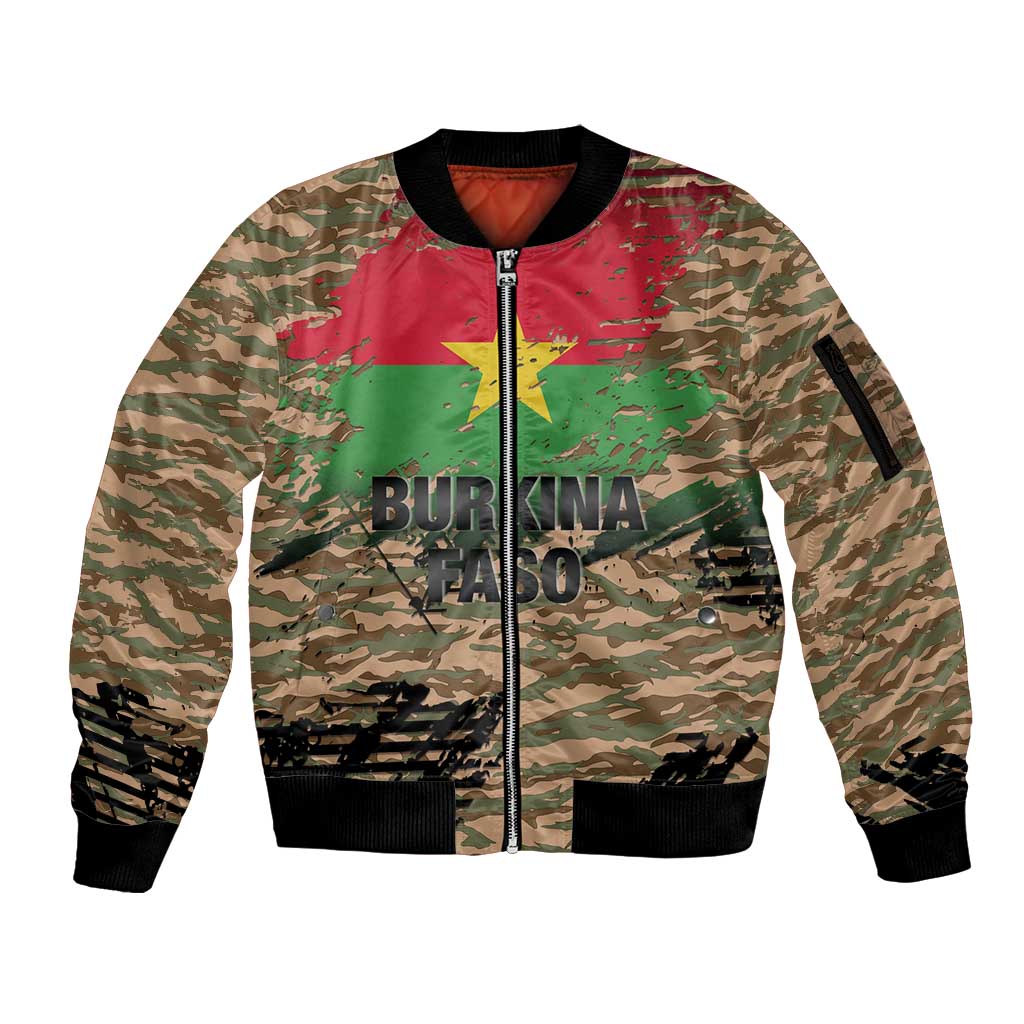 Burkina Faso Military Sleeve Zip Bomber Jacket Bravo Caption Traore! Viva Burkina Faso Nation!