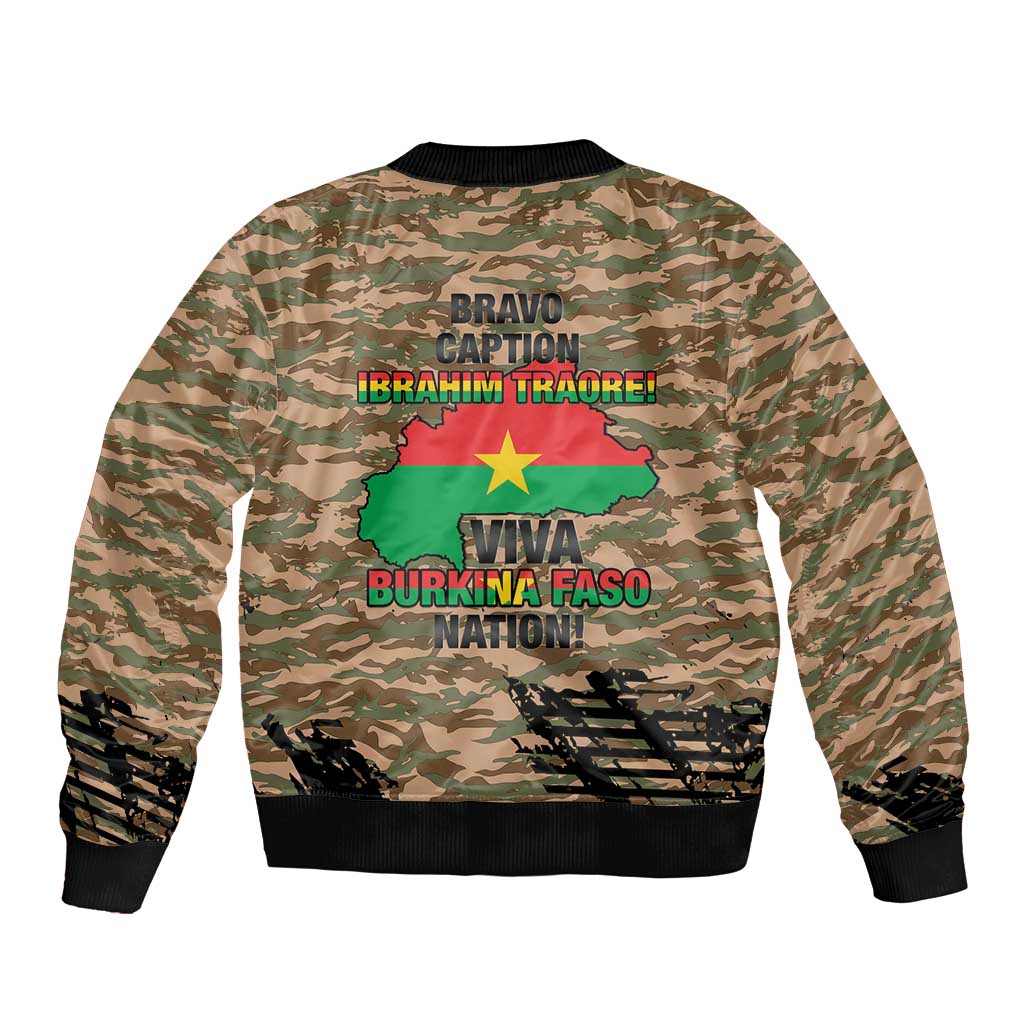 Burkina Faso Military Sleeve Zip Bomber Jacket Bravo Caption Traore! Viva Burkina Faso Nation!