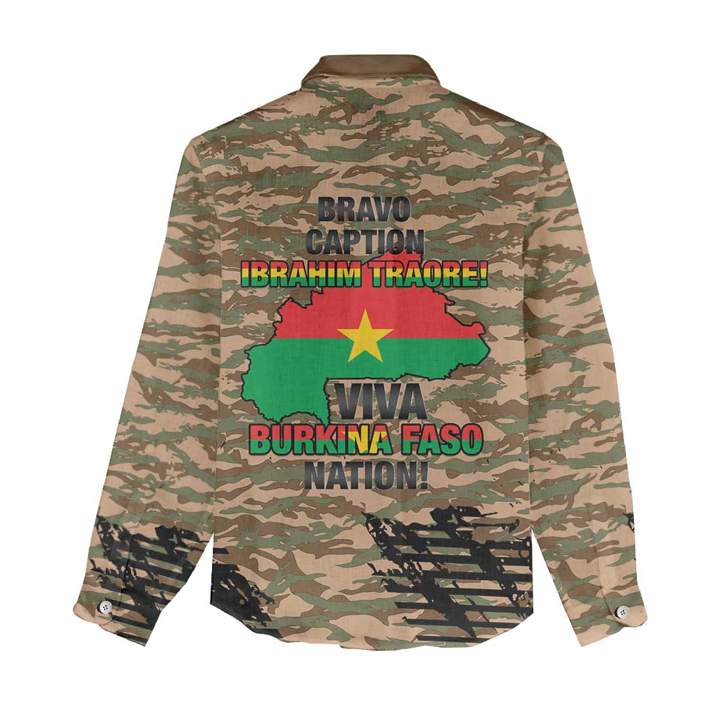Burkina Faso Military Women Casual Shirt Bravo Caption Traore! Viva Burkina Faso Nation!