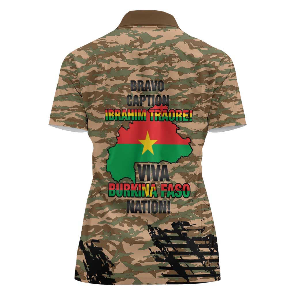 Burkina Faso Military Women Polo Shirt Bravo Caption Traore! Viva Burkina Faso Nation!