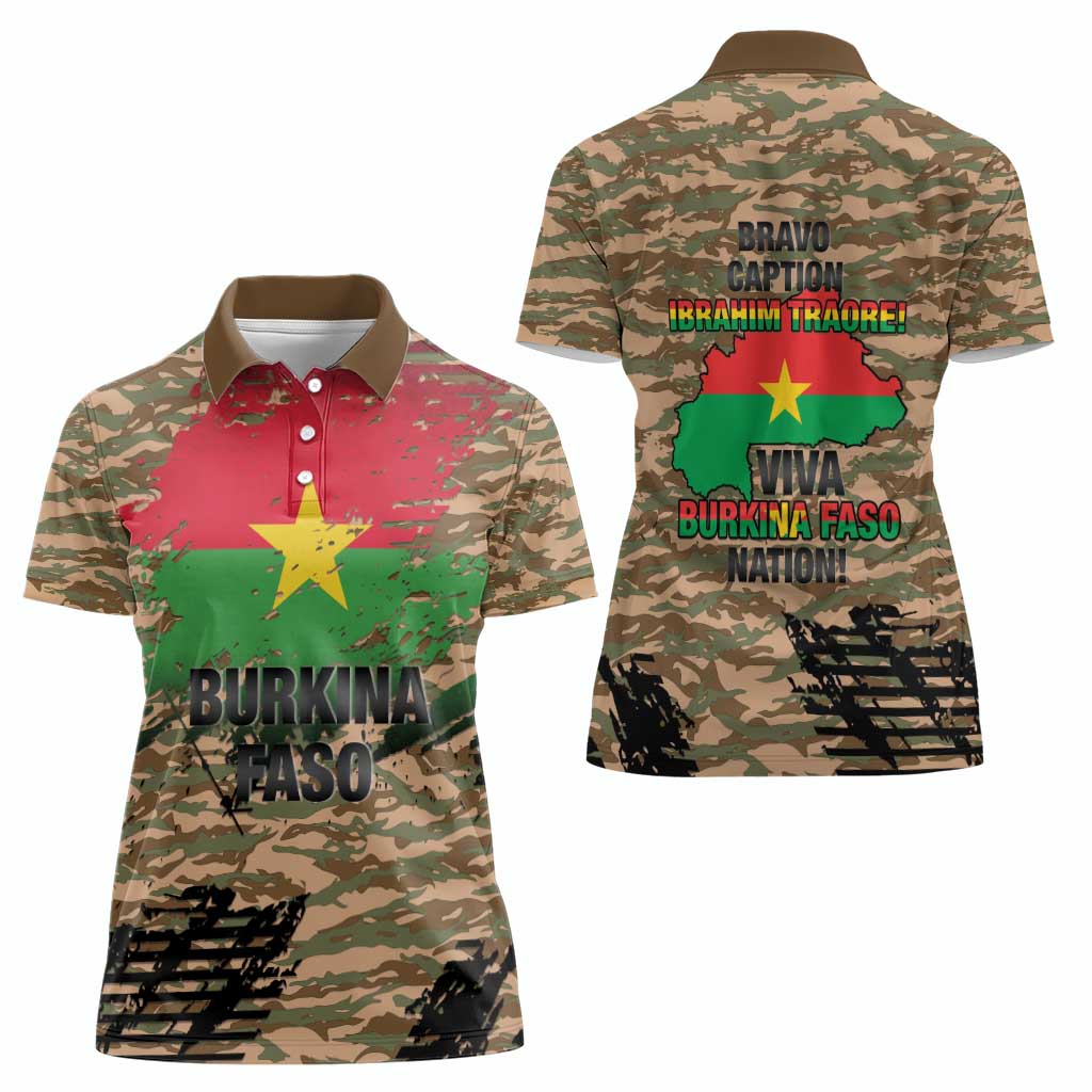 Burkina Faso Military Women Polo Shirt Bravo Caption Traore! Viva Burkina Faso Nation!