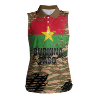Burkina Faso Military Women Sleeveless Polo Shirt Bravo Caption Traore! Viva Burkina Faso Nation!