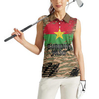 Burkina Faso Military Women Sleeveless Polo Shirt Bravo Caption Traore! Viva Burkina Faso Nation!