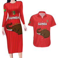 Custom Guinea Football Couples Matching Long Sleeve Bodycon Dress and Hawaiian Shirt Allez Syli National - Wonder Print Shop