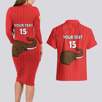 Custom Guinea Football Couples Matching Long Sleeve Bodycon Dress and Hawaiian Shirt Allez Syli National - Wonder Print Shop