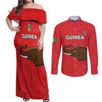 Custom Guinea Football Couples Matching Off Shoulder Maxi Dress and Long Sleeve Button Shirt Allez Syli National - Wonder Print Shop
