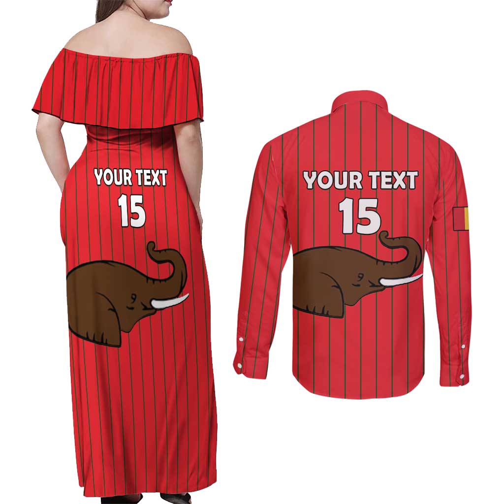 Custom Guinea Football Couples Matching Off Shoulder Maxi Dress and Long Sleeve Button Shirt Allez Syli National - Wonder Print Shop