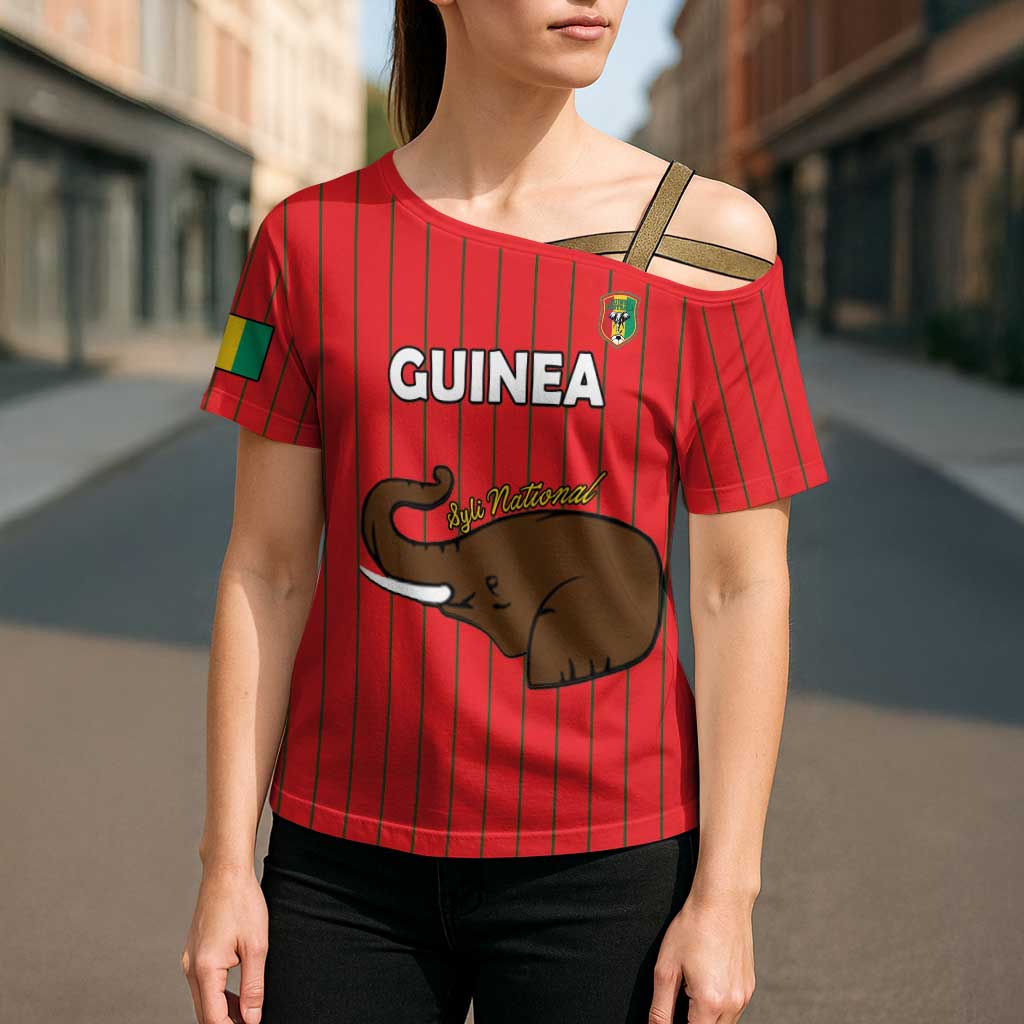 Custom Guinea Football Cross Shoulder Shirt Allez Syli National - Wonder Print Shop
