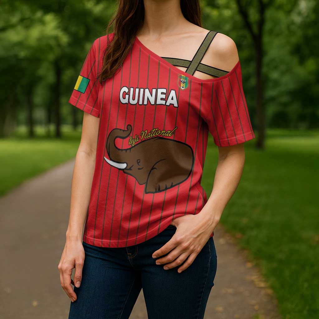 Custom Guinea Football Cross Shoulder Shirt Allez Syli National - Wonder Print Shop