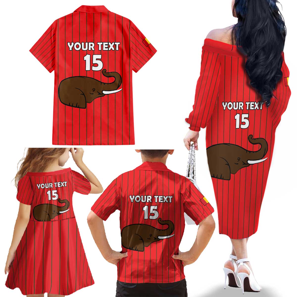 Custom Guinea Football Family Matching Off The Shoulder Long Sleeve Dress and Hawaiian Shirt Allez Syli National - Wonder Print Shop