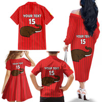 Custom Guinea Football Family Matching Off The Shoulder Long Sleeve Dress and Hawaiian Shirt Allez Syli National - Wonder Print Shop