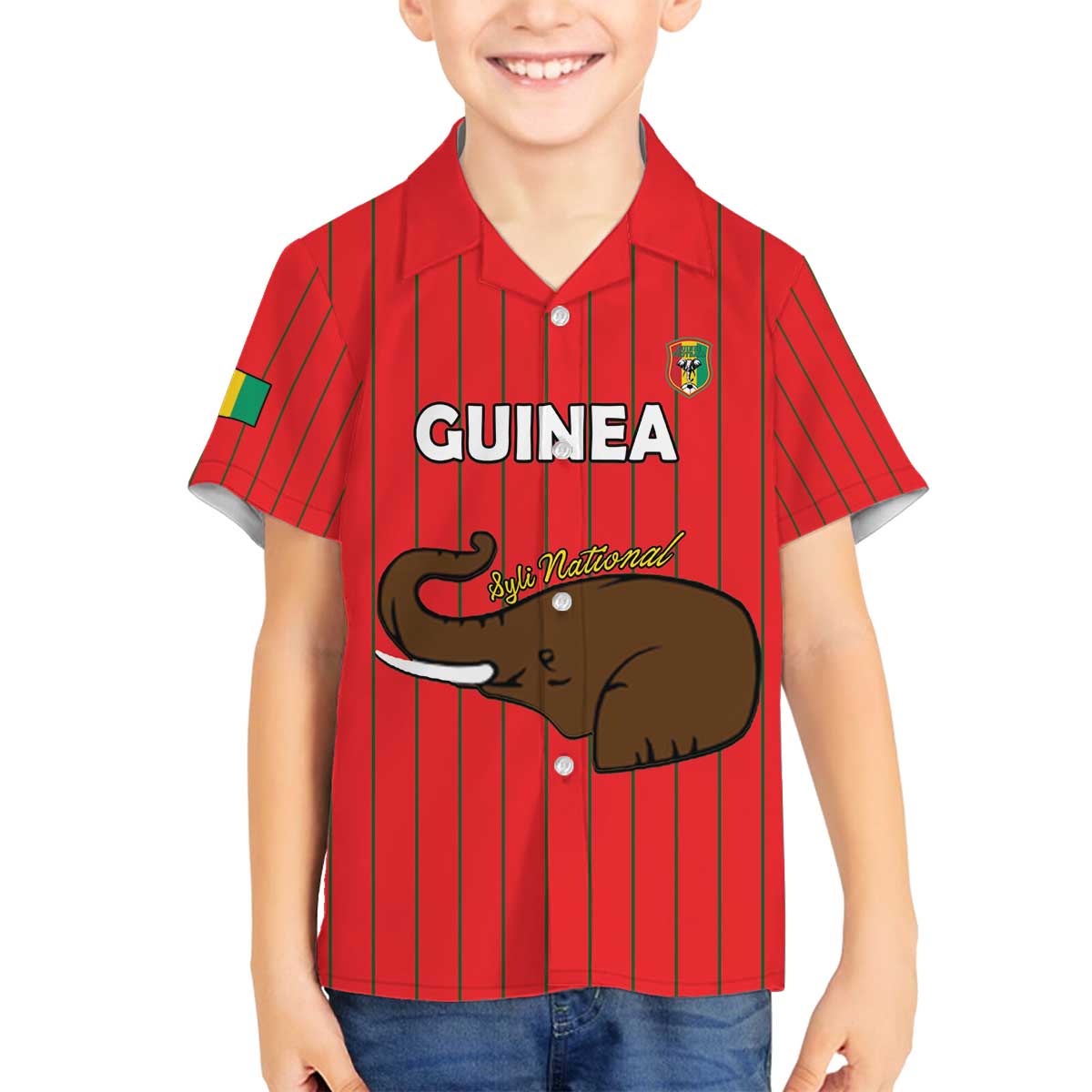 Custom Guinea Football Family Matching Off The Shoulder Long Sleeve Dress and Hawaiian Shirt Allez Syli National - Wonder Print Shop