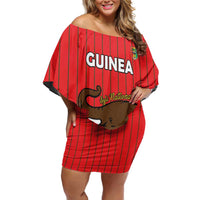 Custom Guinea Football Family Matching Off Shoulder Short Dress and Hawaiian Shirt Allez Syli National - Wonder Print Shop