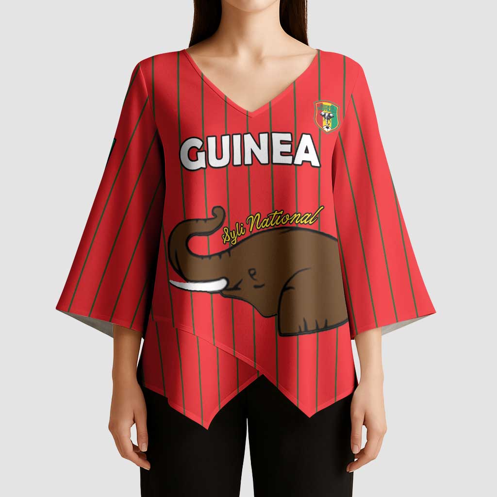 Custom Guinea Football Kimono Sleeve Blouse Allez Syli National - Wonder Print Shop