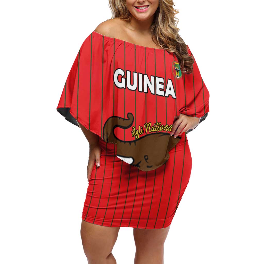 Custom Guinea Football Off Shoulder Short Dress Allez Syli National - Wonder Print Shop
