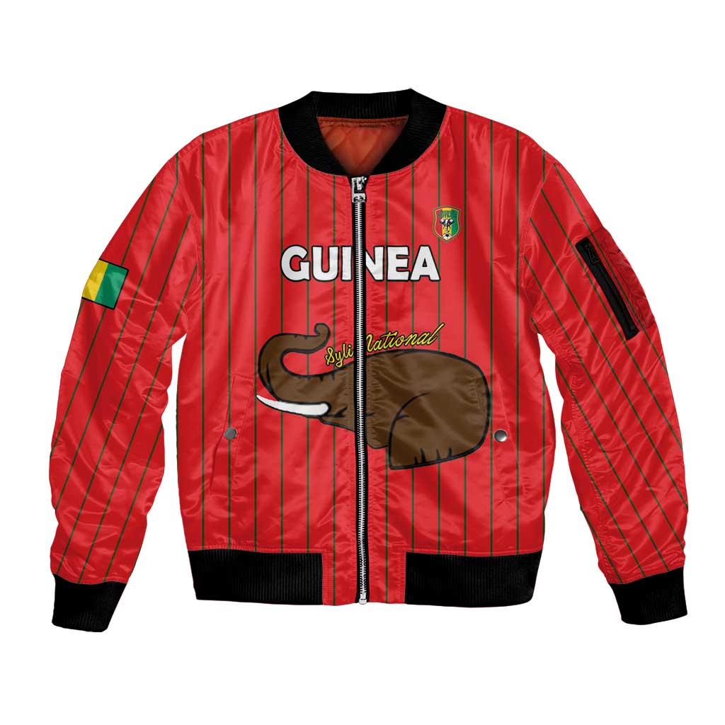 Custom Guinea Football Sleeve Zip Bomber Jacket Allez Syli National - Wonder Print Shop