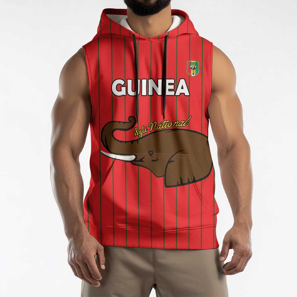 Custom Guinea Football Sleeveless Hoodie Allez Syli National - Wonder Print Shop