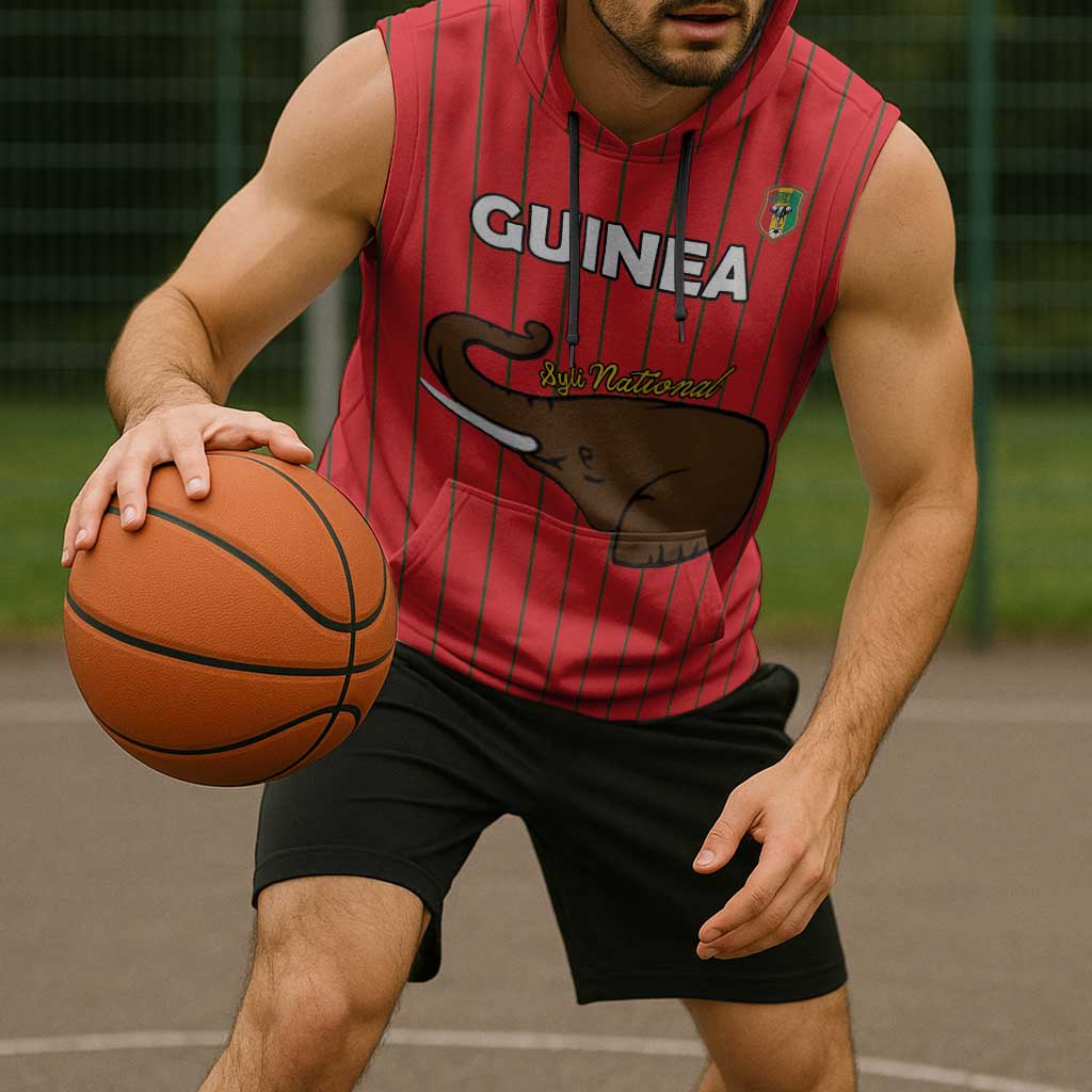 Custom Guinea Football Sleeveless Hoodie Allez Syli National - Wonder Print Shop