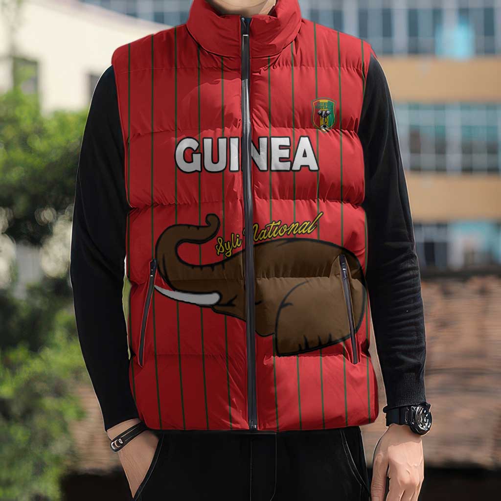 Custom Guinea Football Sleeveless Puffer Jacket Allez Syli National - Wonder Print Shop