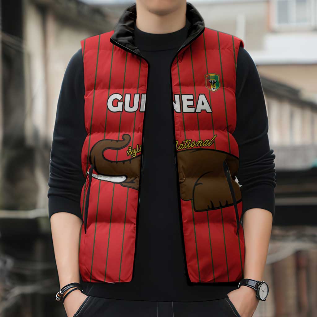 Custom Guinea Football Sleeveless Puffer Jacket Allez Syli National - Wonder Print Shop