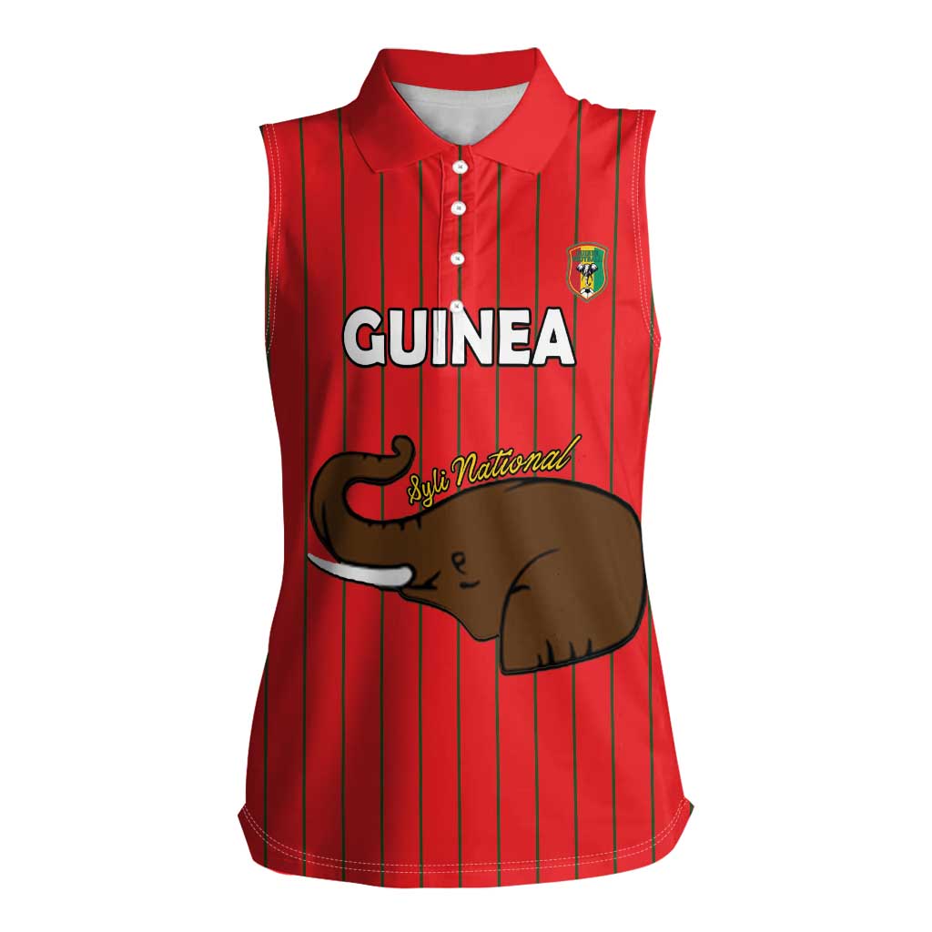 Custom Guinea Football Women Sleeveless Polo Shirt Allez Syli National - Wonder Print Shop