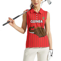 Custom Guinea Football Women Sleeveless Polo Shirt Allez Syli National - Wonder Print Shop