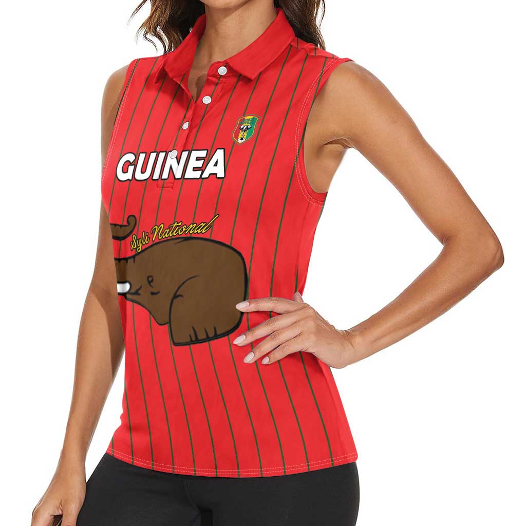 Custom Guinea Football Women Sleeveless Polo Shirt Allez Syli National - Wonder Print Shop