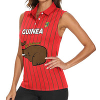 Custom Guinea Football Women Sleeveless Polo Shirt Allez Syli National - Wonder Print Shop