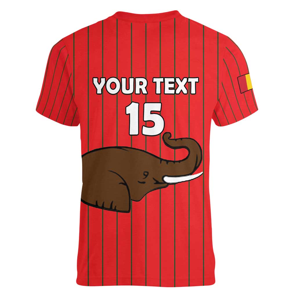 Custom Guinea Football Women V-Neck T-Shirt Allez Syli National - Wonder Print Shop