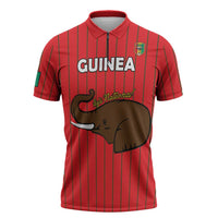 Custom Guinea Football Zipper Polo Shirt Allez Syli National - Wonder Print Shop