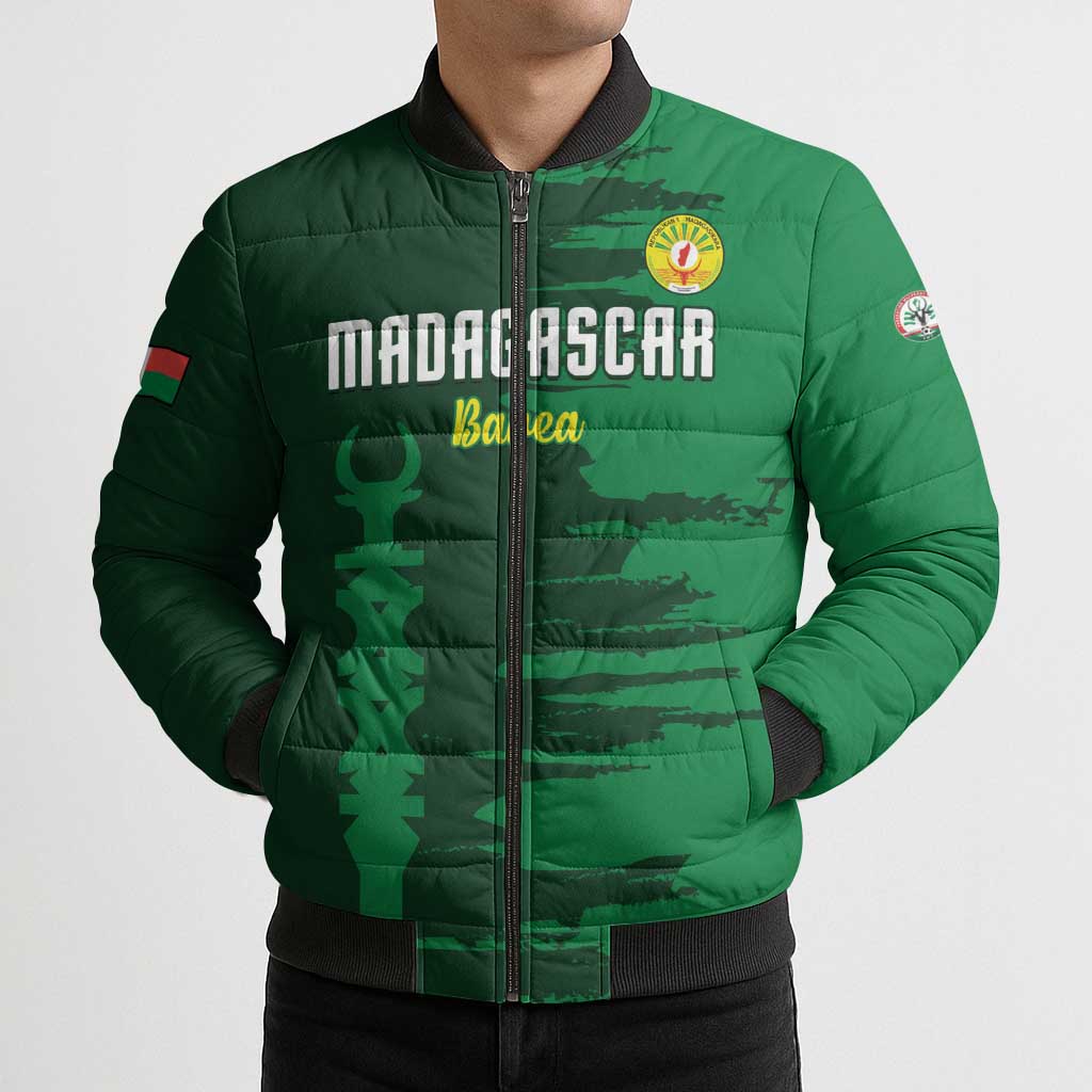 Custom Madagascar Football Bomber Puffer Jacket Go Barea - Wonder Print Shop