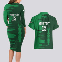 Custom Madagascar Football Couples Matching Long Sleeve Bodycon Dress and Hawaiian Shirt Go Barea - Wonder Print Shop
