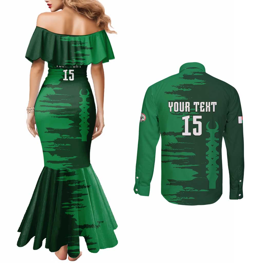 Custom Madagascar Football Couples Matching Mermaid Dress and Long Sleeve Button Shirt Go Barea - Wonder Print Shop