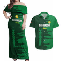 Custom Madagascar Football Couples Matching Off Shoulder Maxi Dress and Hawaiian Shirt Go Barea - Wonder Print Shop
