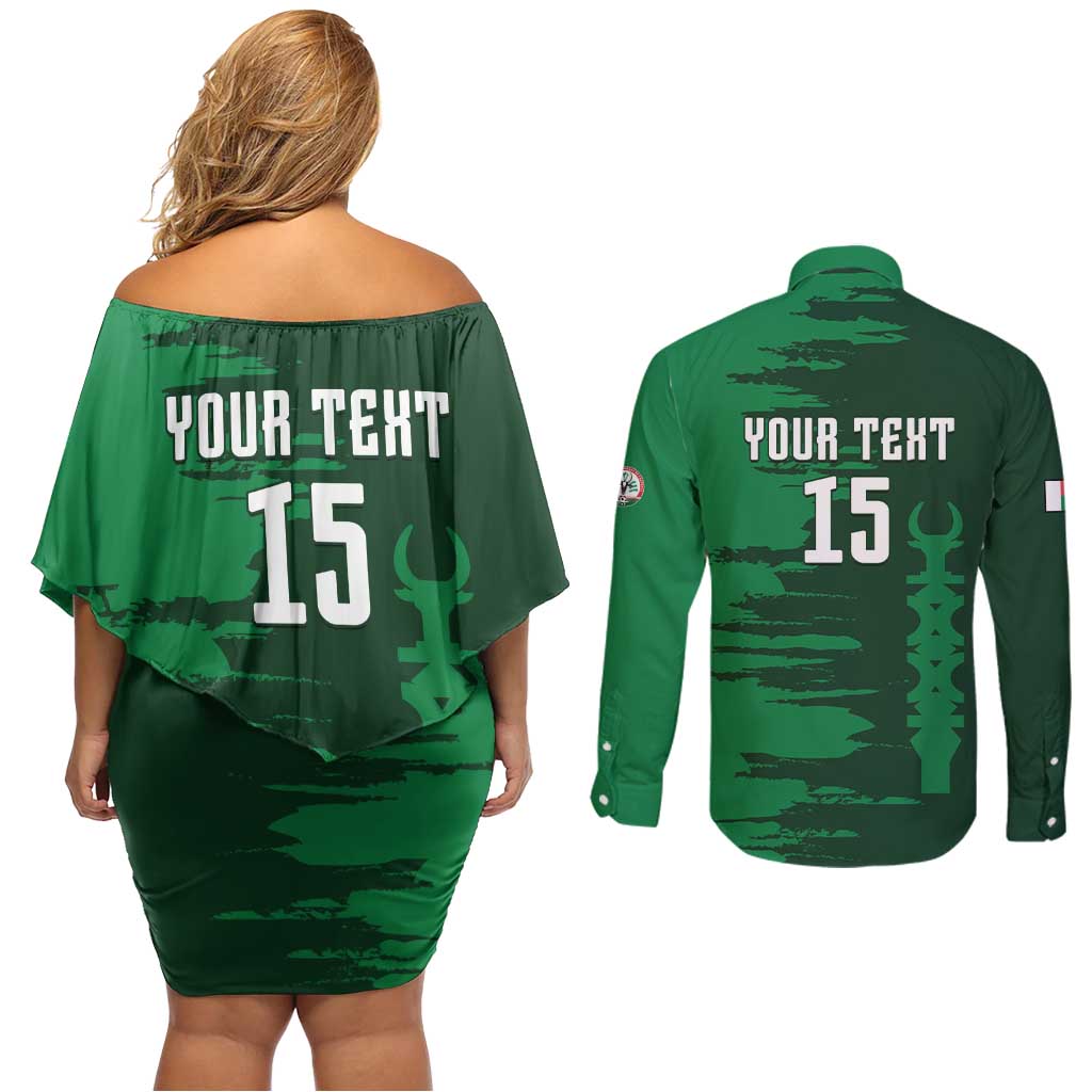 Custom Madagascar Football Couples Matching Off Shoulder Short Dress and Long Sleeve Button Shirt Go Barea - Wonder Print Shop