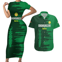 Custom Madagascar Football Couples Matching Short Sleeve Bodycon Dress and Hawaiian Shirt Go Barea - Wonder Print Shop