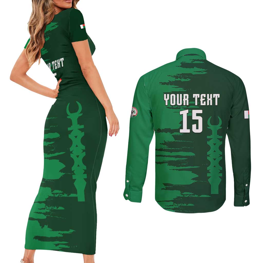 Custom Madagascar Football Couples Matching Short Sleeve Bodycon Dress and Long Sleeve Button Shirt Go Barea - Wonder Print Shop