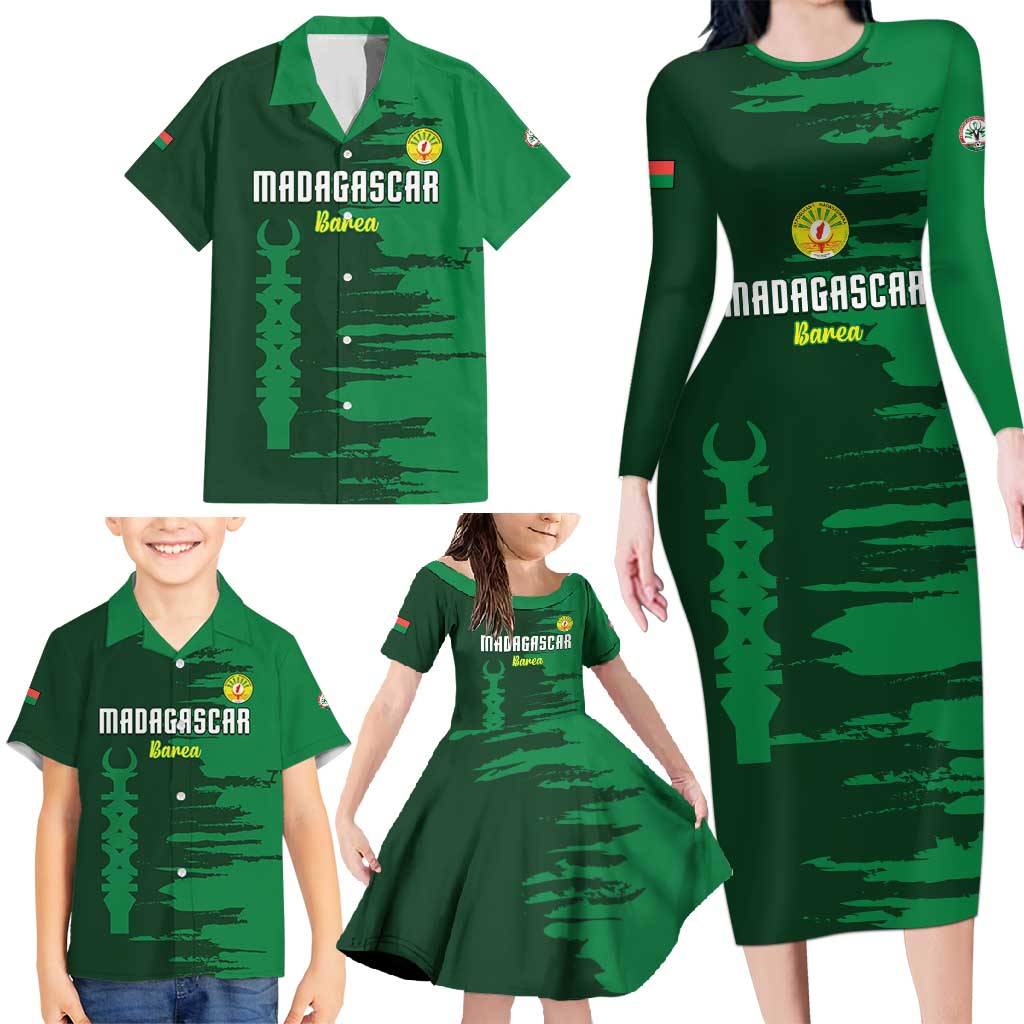 Custom Madagascar Football Family Matching Long Sleeve Bodycon Dress and Hawaiian Shirt Go Barea - Wonder Print Shop