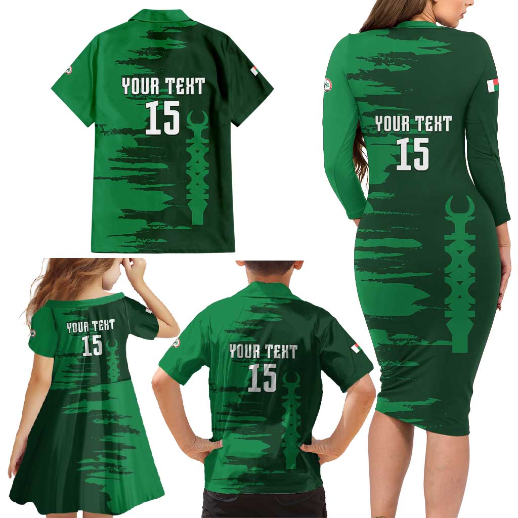 Custom Madagascar Football Family Matching Long Sleeve Bodycon Dress and Hawaiian Shirt Go Barea - Wonder Print Shop