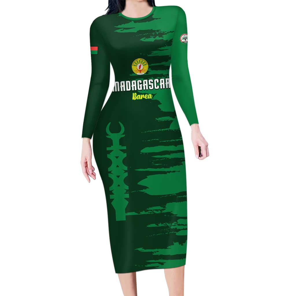 Custom Madagascar Football Family Matching Long Sleeve Bodycon Dress and Hawaiian Shirt Go Barea - Wonder Print Shop