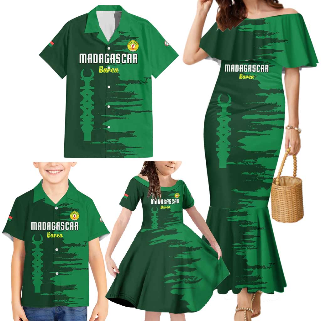 Custom Madagascar Football Family Matching Mermaid Dress and Hawaiian Shirt Go Barea - Wonder Print Shop