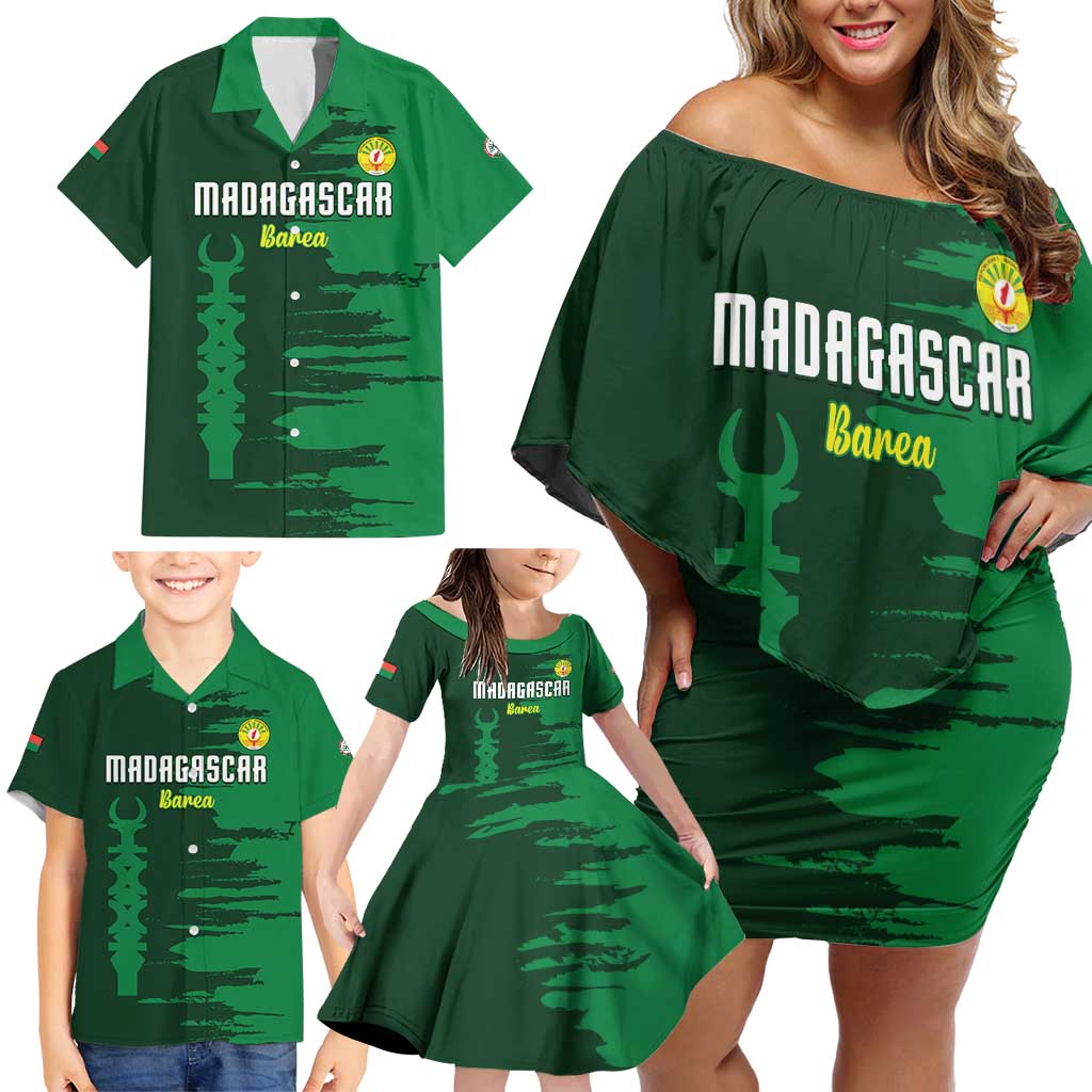 Custom Madagascar Football Family Matching Off Shoulder Short Dress and Hawaiian Shirt Go Barea - Wonder Print Shop