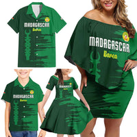 Custom Madagascar Football Family Matching Off Shoulder Short Dress and Hawaiian Shirt Go Barea - Wonder Print Shop