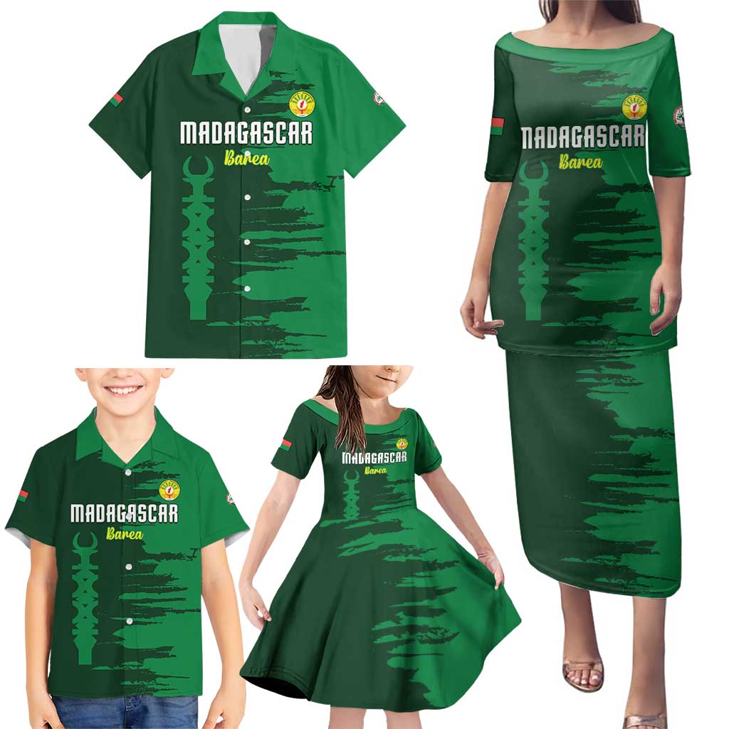 Custom Madagascar Football Family Matching Puletasi and Hawaiian Shirt Go Barea - Wonder Print Shop