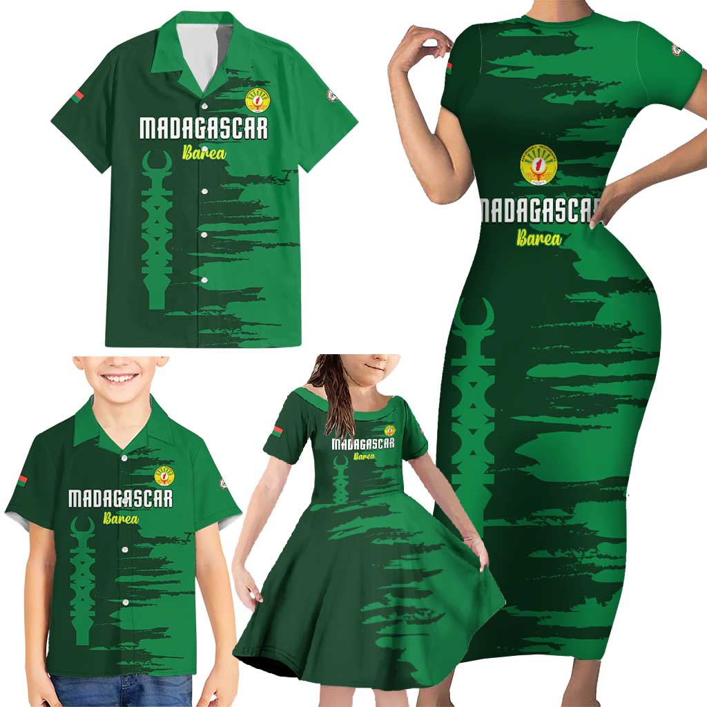 Custom Madagascar Football Family Matching Short Sleeve Bodycon Dress and Hawaiian Shirt Go Barea - Wonder Print Shop
