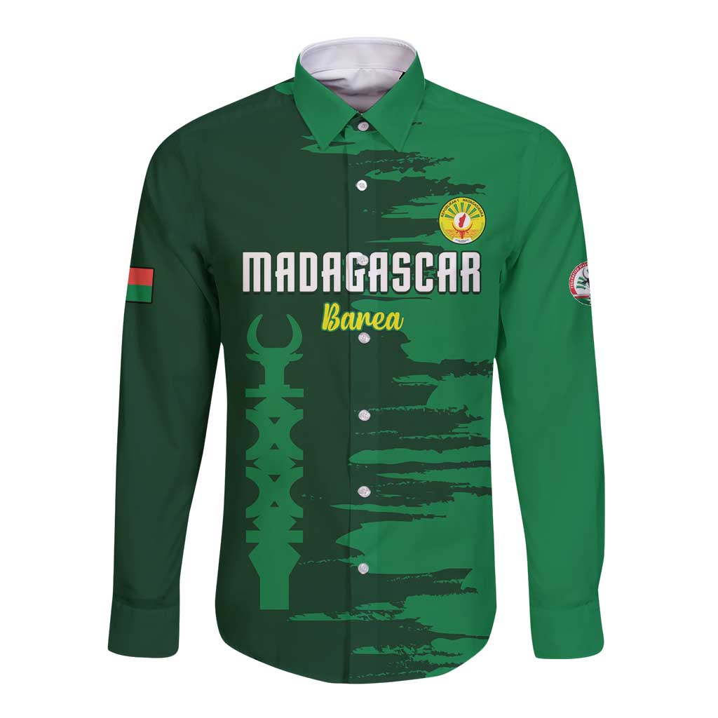 Custom Madagascar Football Long Sleeve Button Shirt Go Barea - Wonder Print Shop