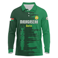 Custom Madagascar Football Long Sleeve Polo Shirt Go Barea - Wonder Print Shop