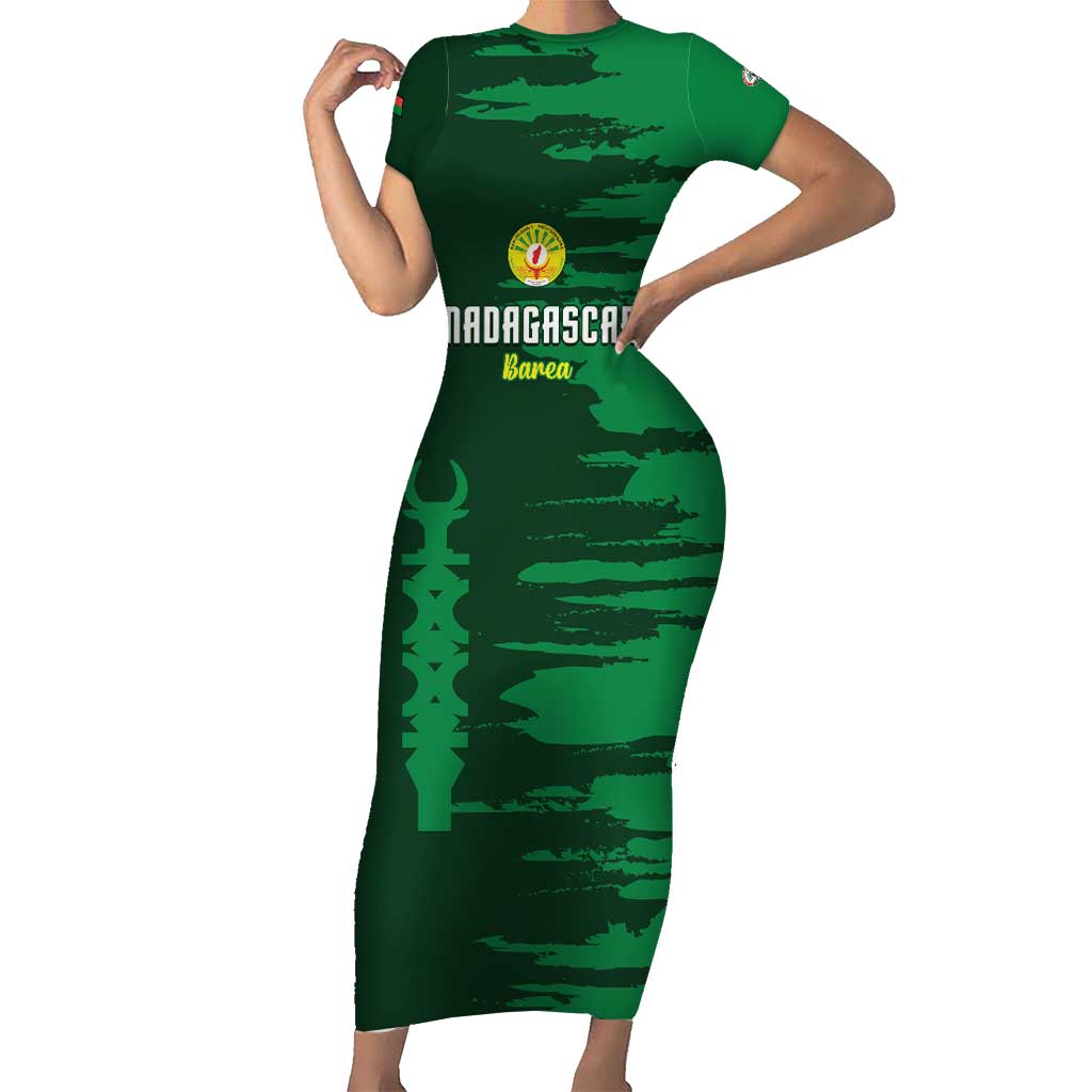 Custom Madagascar Football Short Sleeve Bodycon Dress Go Barea - Wonder Print Shop