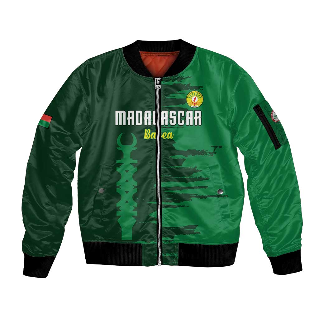 Custom Madagascar Football Sleeve Zip Bomber Jacket Go Barea - Wonder Print Shop
